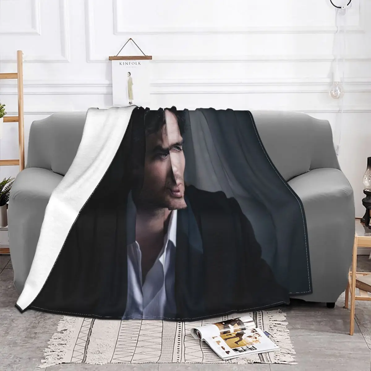 Damon Salvatore Blankets Fleece Decoration Ultra-Soft Throw Blankets for Bedding Bedroom Plush Thin Quilt