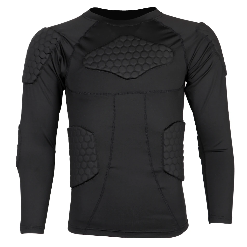 Padded Compression Shirt Rib Chest Protector for Football Basketball Paintball Cycling Men\'s Padded Compression Shirt Protective