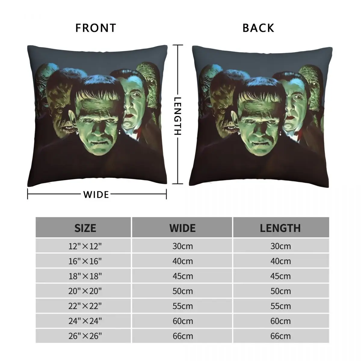 Gang Of Monsters Square Pillowcase Polyester Linen Velvet Pattern Zip Decor Room Cushion Cover