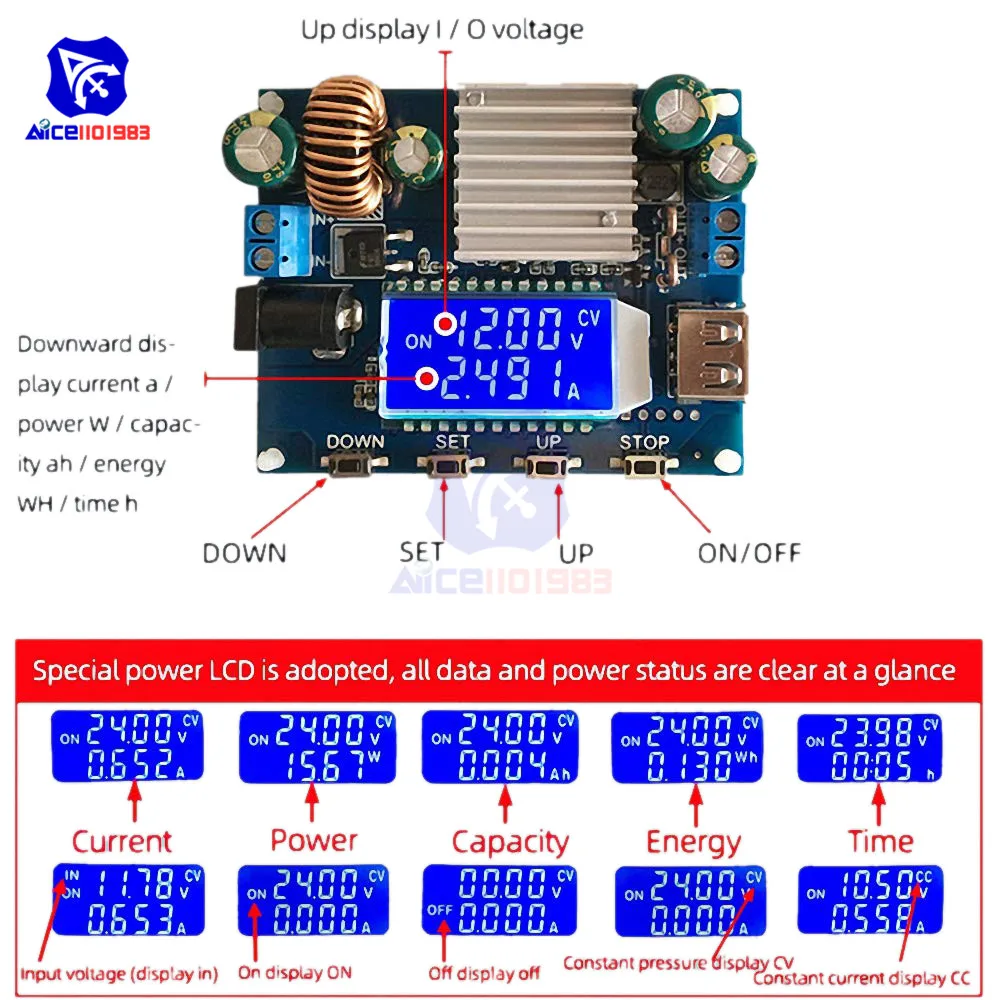 Diymore DC-DC تيار مستمر 5-30 فولت إلى تيار مستمر 0.6-30 فولت 4A 35 واط خطوة أعلى/أسفل دفعة باك CC CV ينظم قابل للتعديل وحدة امدادات الطاقة شاحن بالطاقة الشمسية