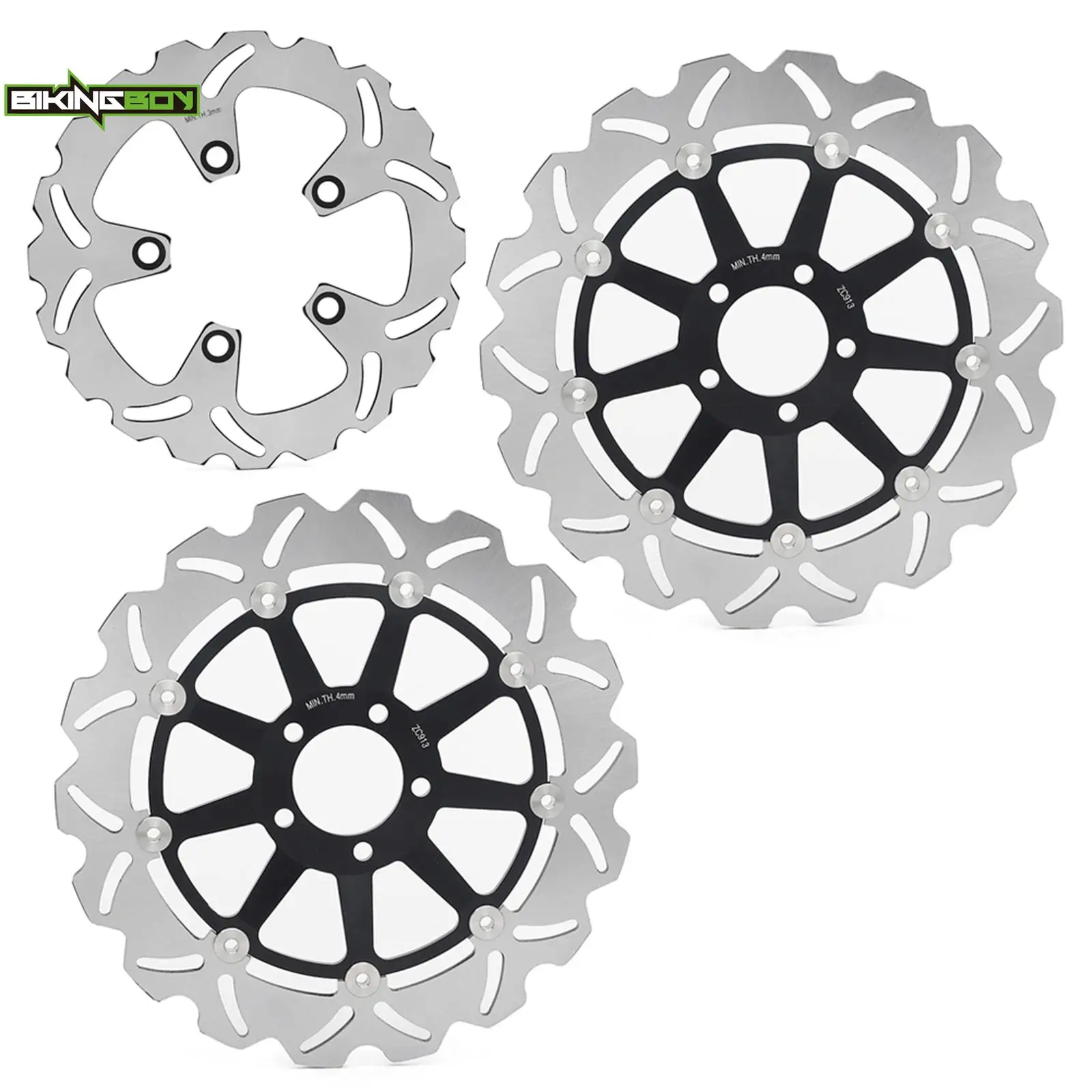 BIKINGBOY Front Rear Brake Discs Rotors Disks For Ninja ZX7R ZX7RR 96-03 99 00 01 02 ZX9R 94-97 ZXR 750 91 92 93 94 95 96 97 98