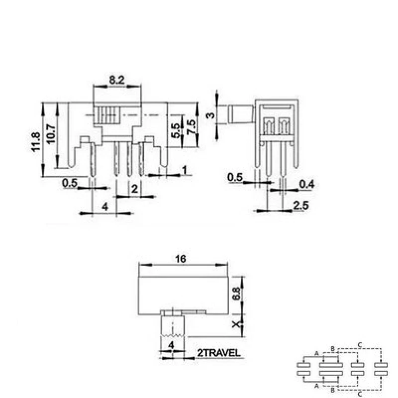 10 قطعة SK23D05 تبديل التبديل مقاطعة منزلق صغير التبديل الرأسي زاوية الحق الشريحة