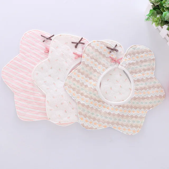 360  Rotating Cotton Baby Waterproof Bib Flower waterproof Saliva Towel Bib Eating Pocket