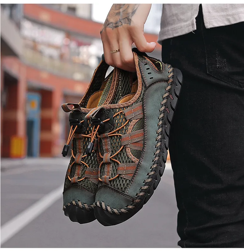 Heißer Verkauf Sommer männer Sandalen Im Freien Nicht-slip männer Strand Sandalen Handarbeit Aus Echtem Leder männer Schuhe mode Männer Turnschuhe – Detail 24