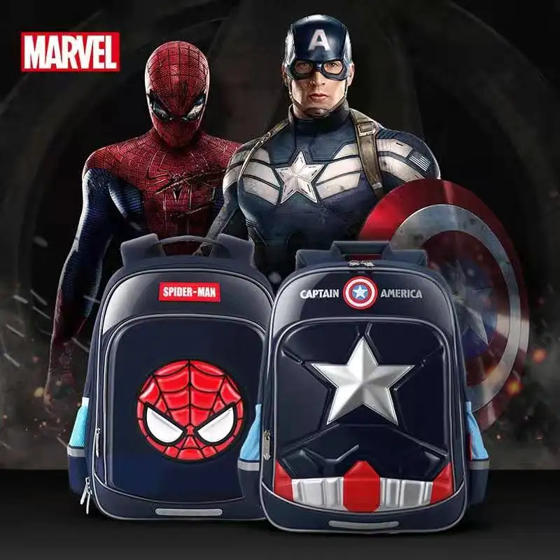 Disney New School Bags For Boys Primary Student Shoulder Backpack Orthopedic Bags Captain America Spider Iron Man Kids Gifts