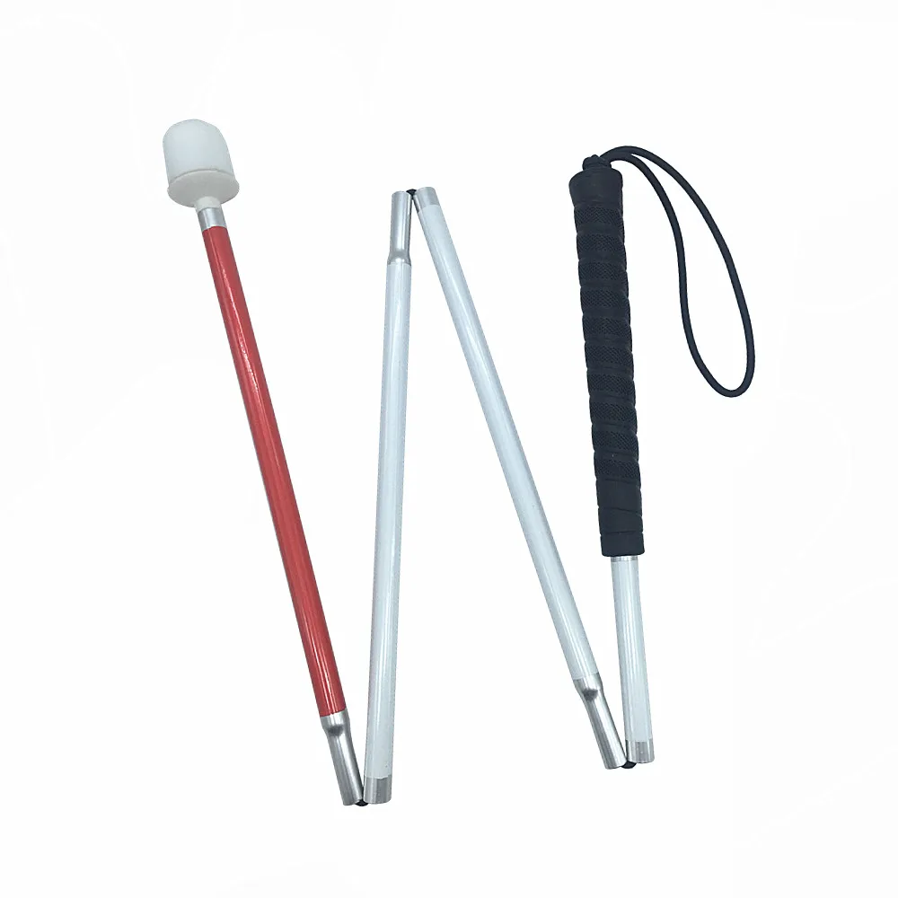 

80cm / 90cm / 100cm Aluminum Mobility Folding White Cane for the Blind, Folds Down 4 Sections,for Children, Black Handle 4X-BLK