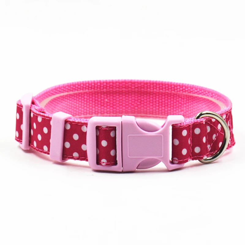 Nylon Circle Dot Style Personalise Dog Collar Leash Mixed Color Dog Collar Lead Small Medium-Size Dog S L Size