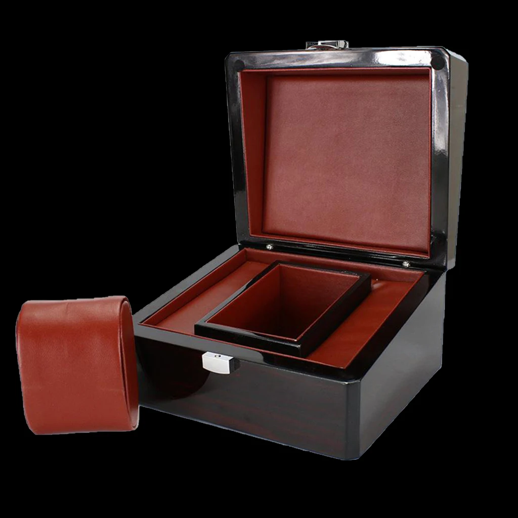 Precious Wooden Watch Case Storage with Cushion Showcase Wristwatch Display