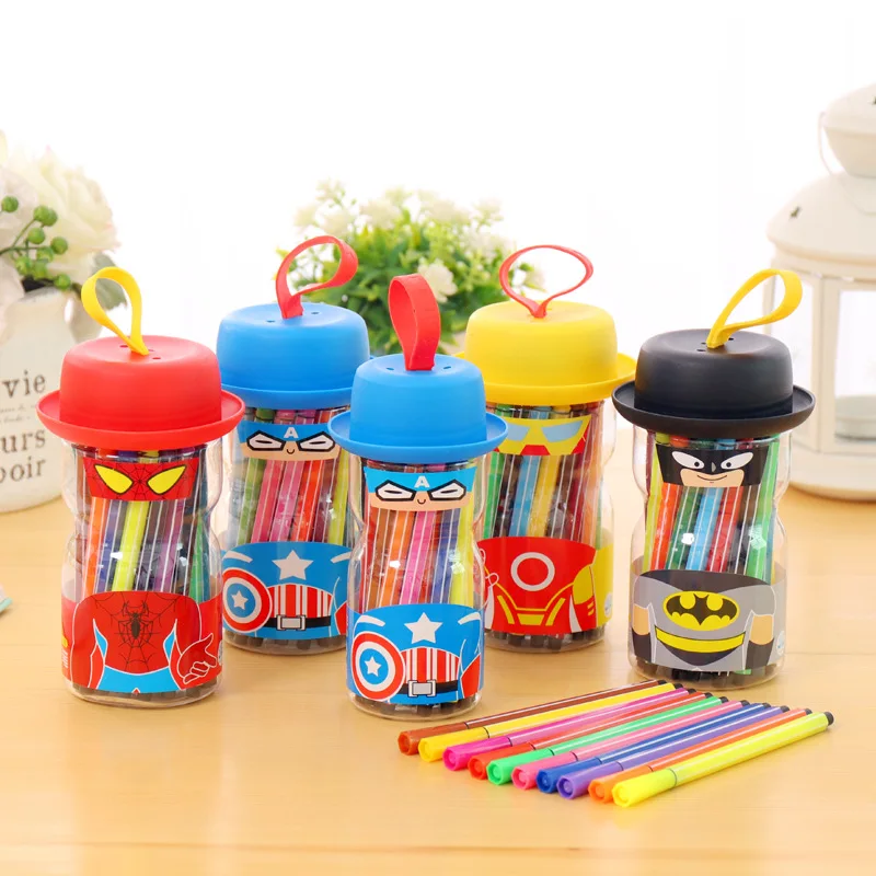 36PCS Stationery Cute Handsome Cool Watercolor Pen Korean Version Cartoon Brush Wholesale Washable Painting Pen