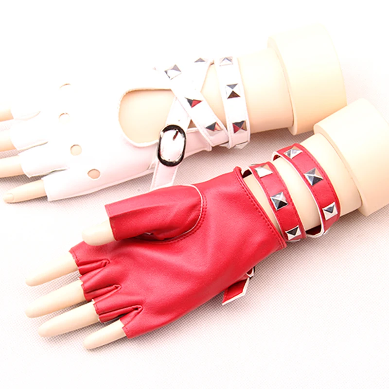 

Ladies gloves rivet punk gloves wrist-wrapped personality nightclub singer gloves female half finger gloves G202