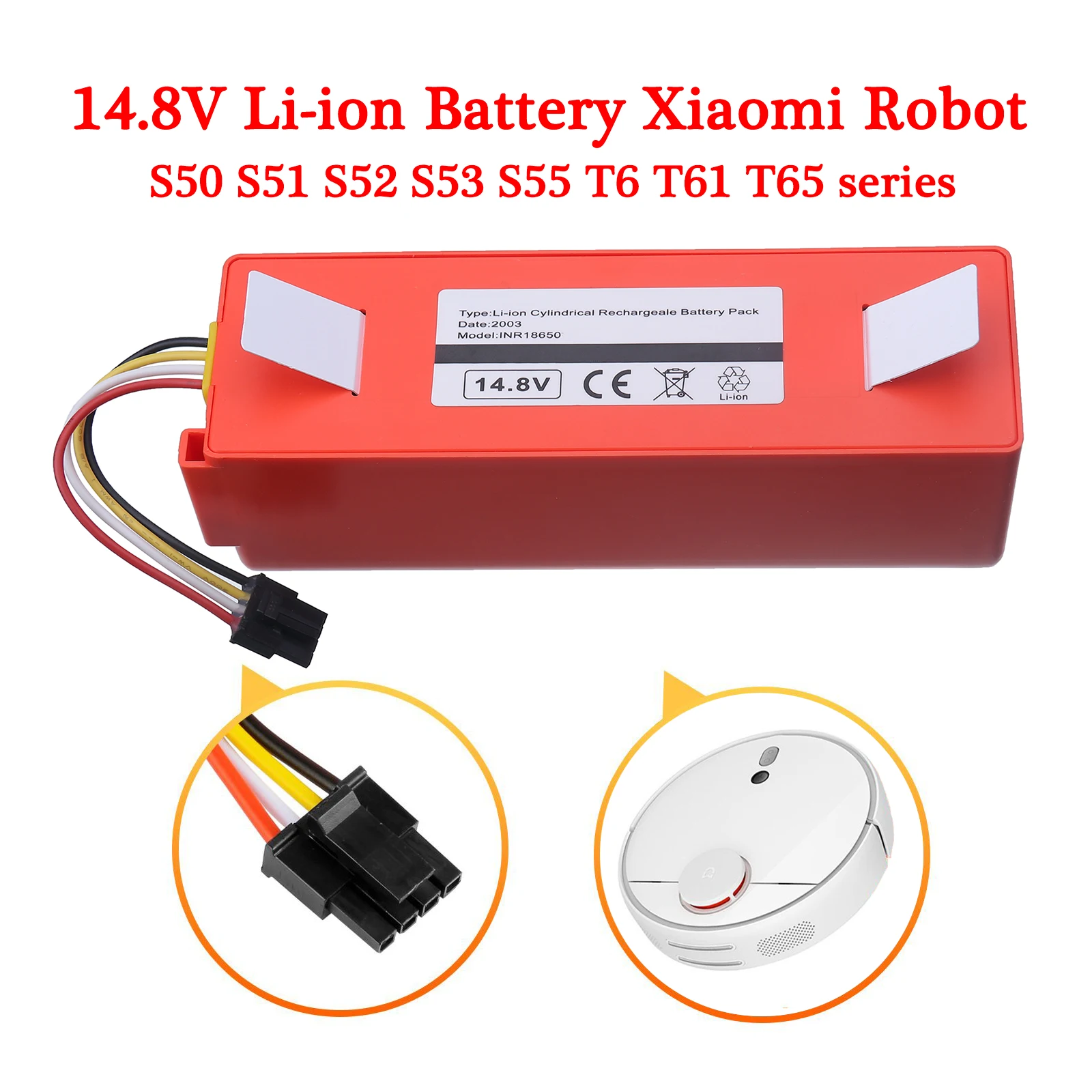 Аксессуары для робота-пылесоса Xiaomi Mi Roborock S50 S51 S55 T4 T6 1 S, литий-ионный аккумулятор 14,4 В/14,8 в, 6500 мАч