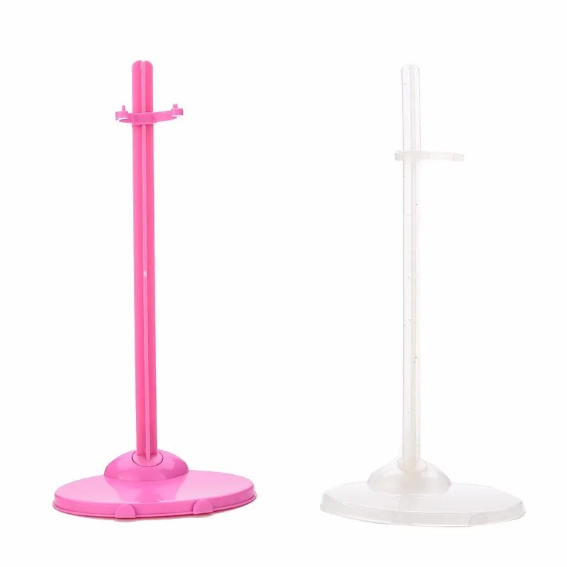 21.5cm 1/6 Dolls Stand Display Holder For Plastic Transparent Pink Hangers Stand Doll Dress Clothes Accessories 2 Colors