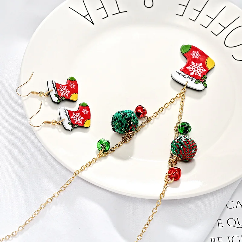 

Christmas Style Earring Necklace Jewelry Set For Women And Girls Gift