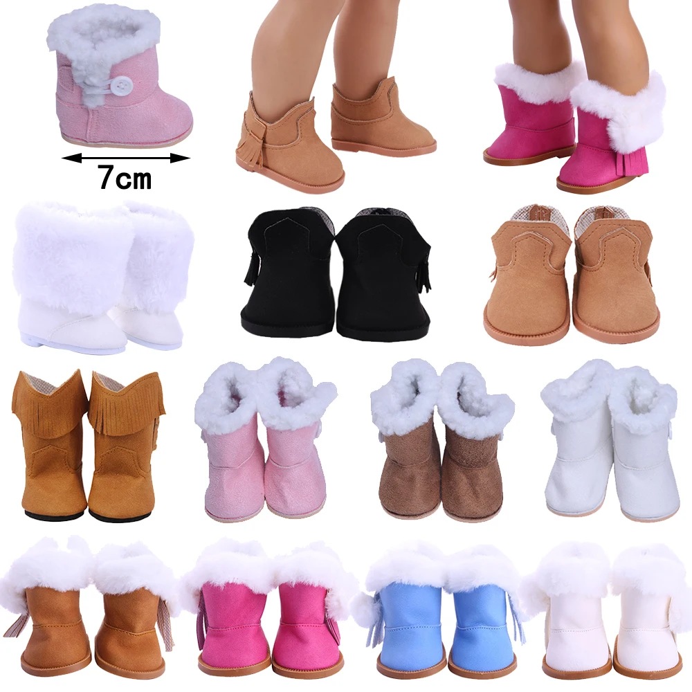 Doll Shoes For 43cm Baby Doll Warm Plush High Boots Handmade Fashion Snow Boots Fits 18 Inch Girl American Doll,Reborn Baby Boy