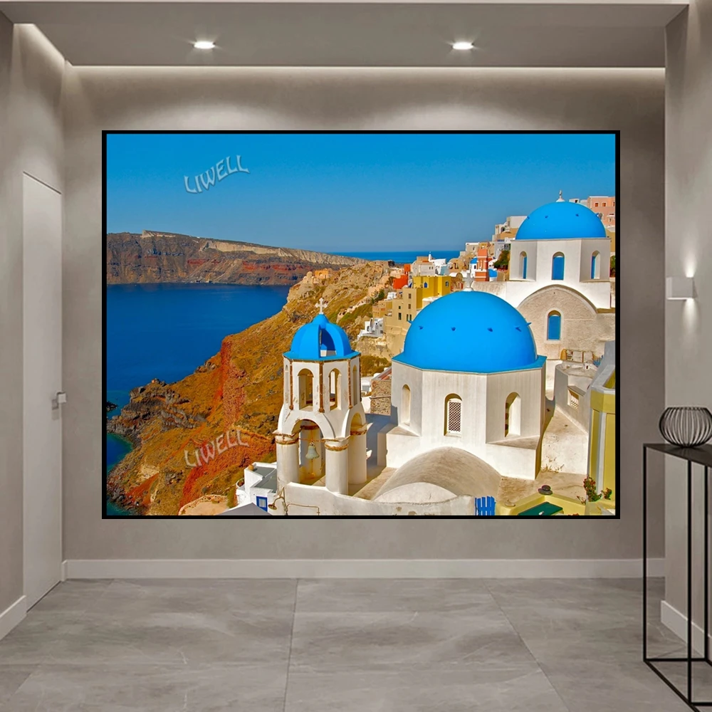 5d Full Drills mosaico grecia isola di fiume paesaggio mare pittura diamante punto croce ricamo opere d\'arte Wall Poster Decor