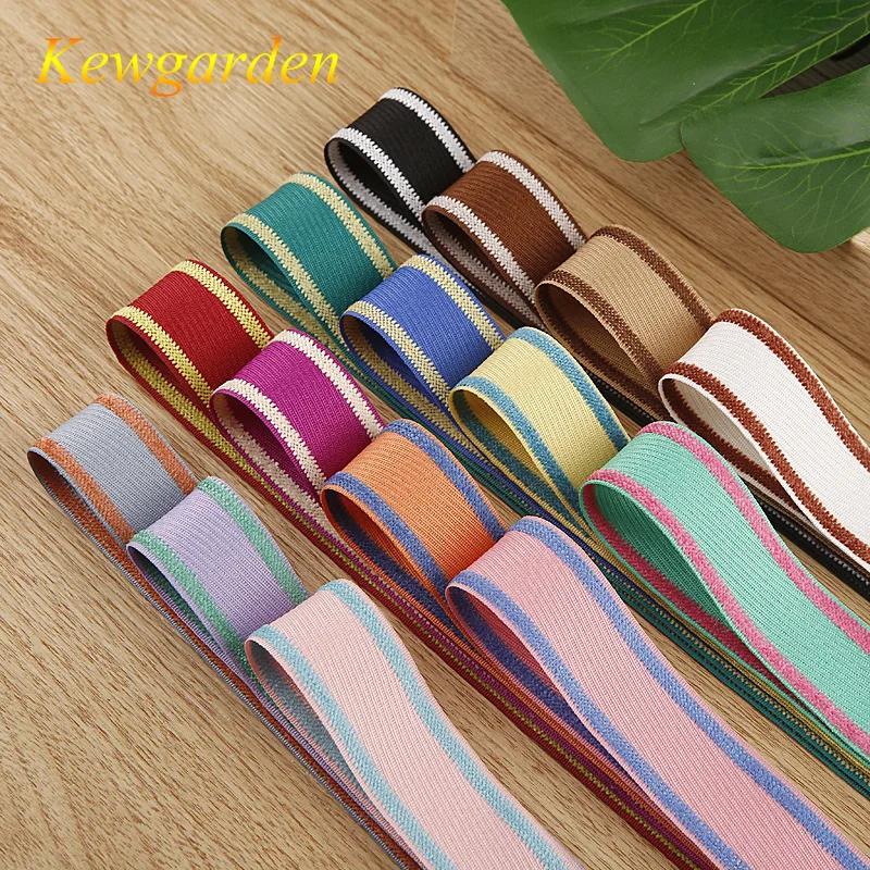 Kewgarden 25mm 38mm Contrast Twill Polyester Stripe Ribbon Bows Hair Accessories Handmade Crafts Sew Make Material 10 Yards