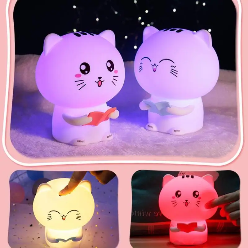 

Cute cartoon cat USB night light children's lampshade bedside table lamp children pat light baby novelty inserted science light