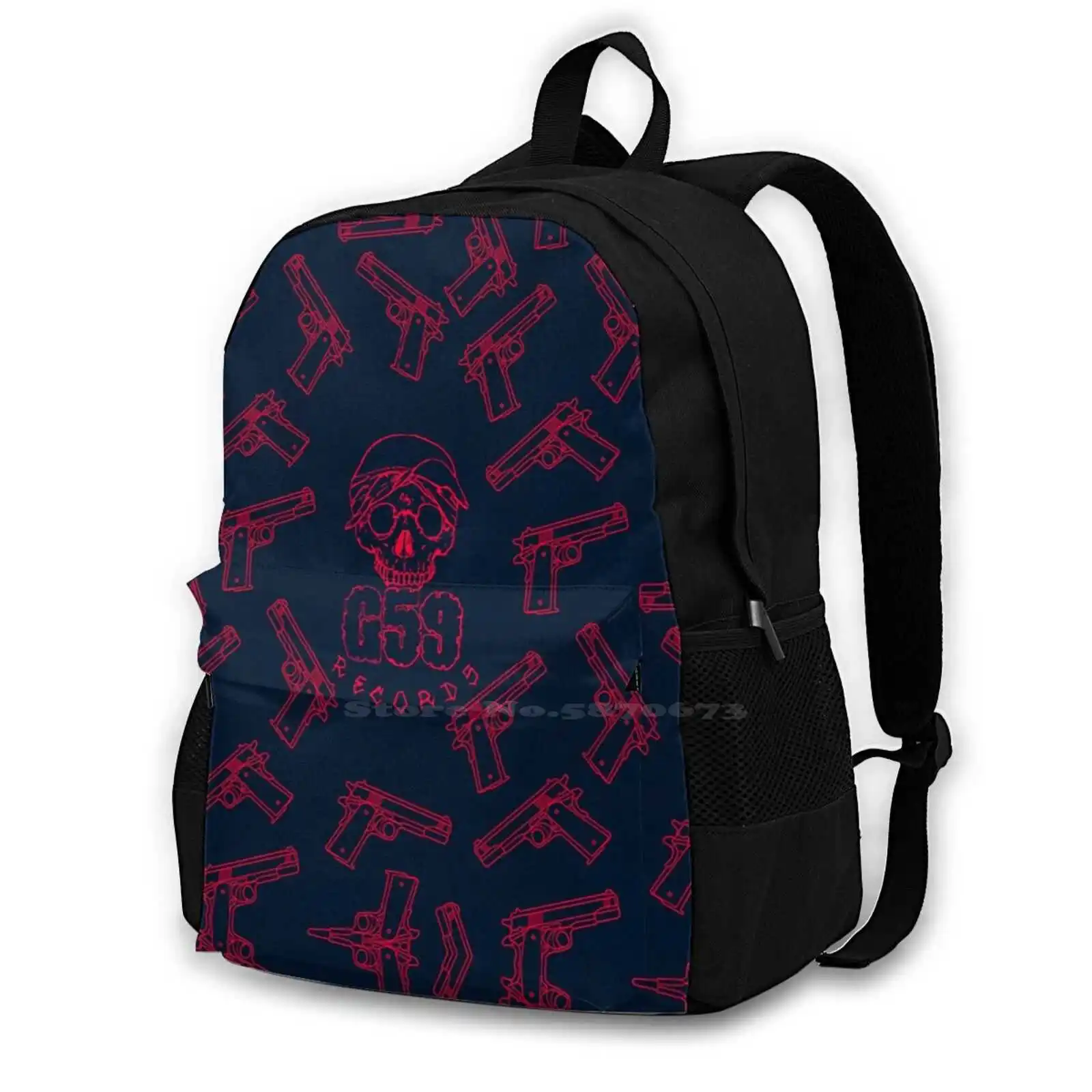 

493D Print Design Backpack Student Bag Ramirez Germ Travis Scrim Ruby Leopard Records