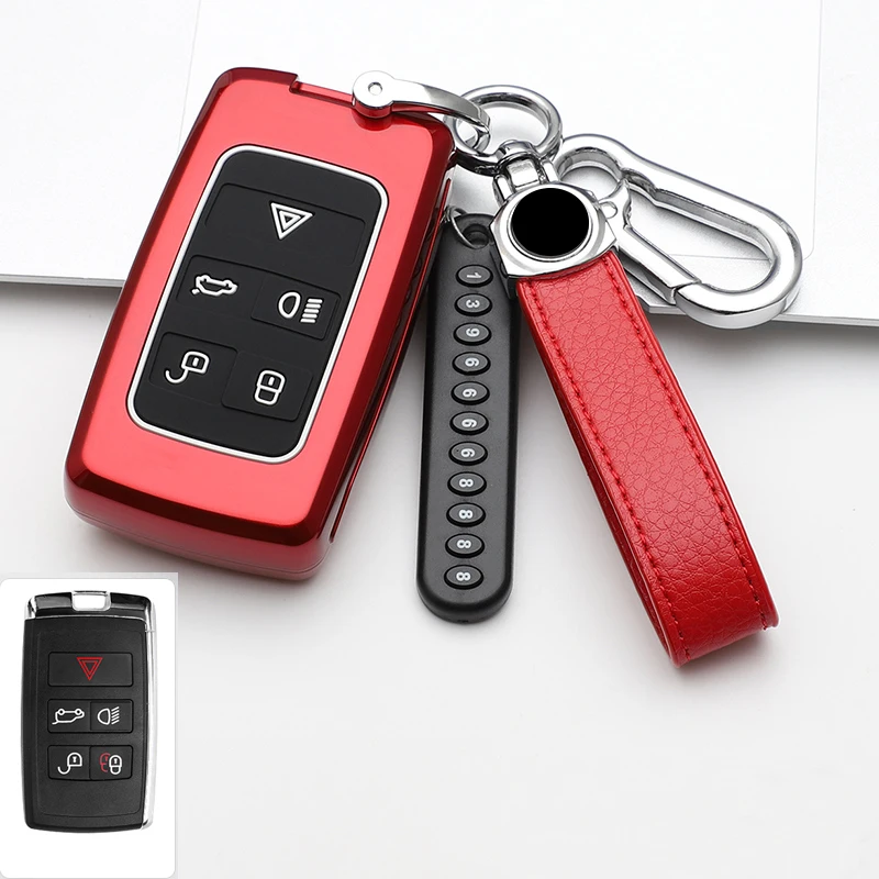 1Pcs Luminous ABS Car Key Fob Case Holder Full Cover With Keychain For Land Rover  Rover Sport Evoque Velar Styling Accessories