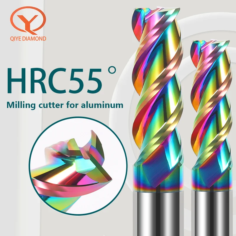 3 Flutes Aluminum Cutter Carbide Milling Cutter Tungsten End Mill DLC Coating Teeth Aluminum Milling Tool Key Seater Router Bit