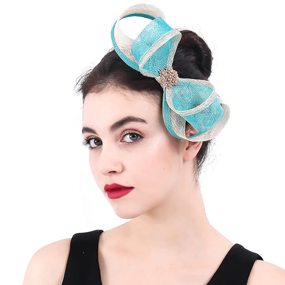 

Women Bow Sinamay Flower Fascinator Headwear Elegant Ladies Hair Accessories Wedding Hair Clips Party Floral Headband SYF400
