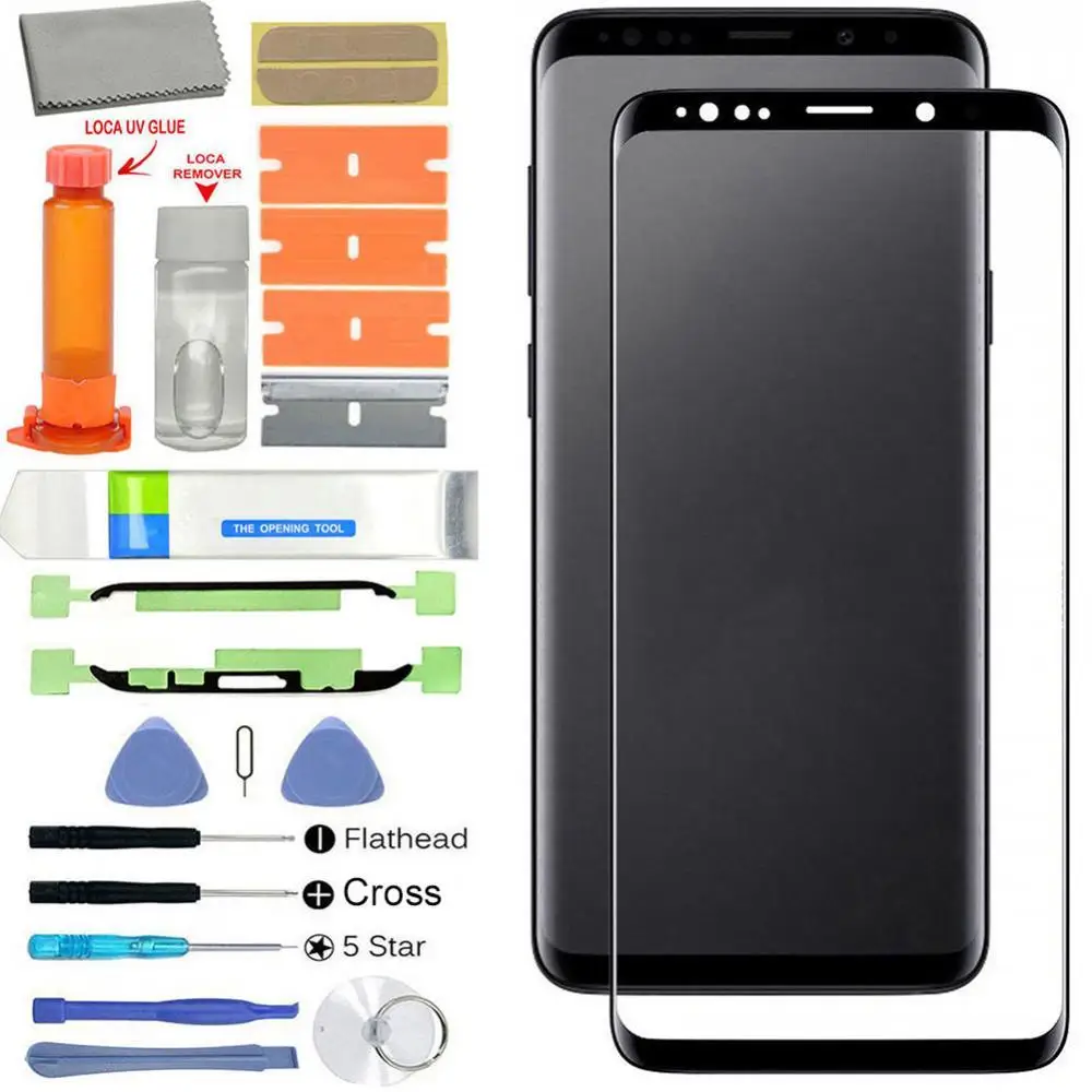 Replacement Front Outer Glass Screen Lens UV Glue Kits for Galaxy Note 9