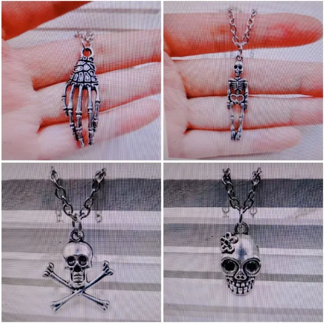 Mixed style Skeleton Punk Unisex Skull and Crossbones Necklaces Personality Hip Hop Vintage Goth Pendant Long Chain Necklace