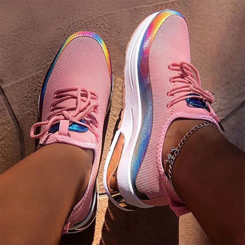 Vulcanized Rainbow Women's Sports Shoes, Large 43 Comfortable Sports Shoes, Women's Shoes Without High Heels 2021 Fashion