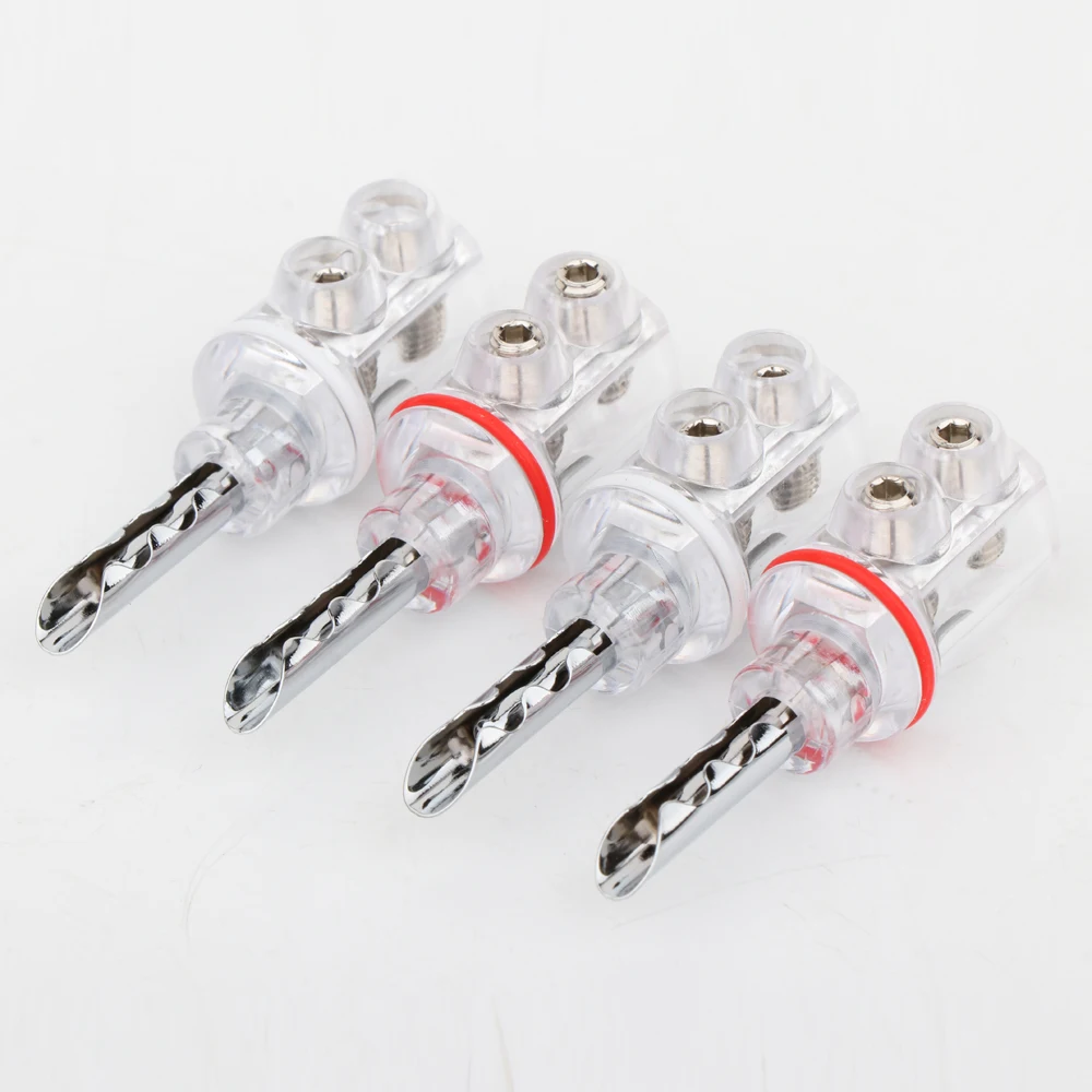 4 Stück Hochwertige 4mm Rhodium-Beschichtete BFA-Bananenstecker mit Transparenter Abdeckung für Lautsprecherkabel – Detail 5