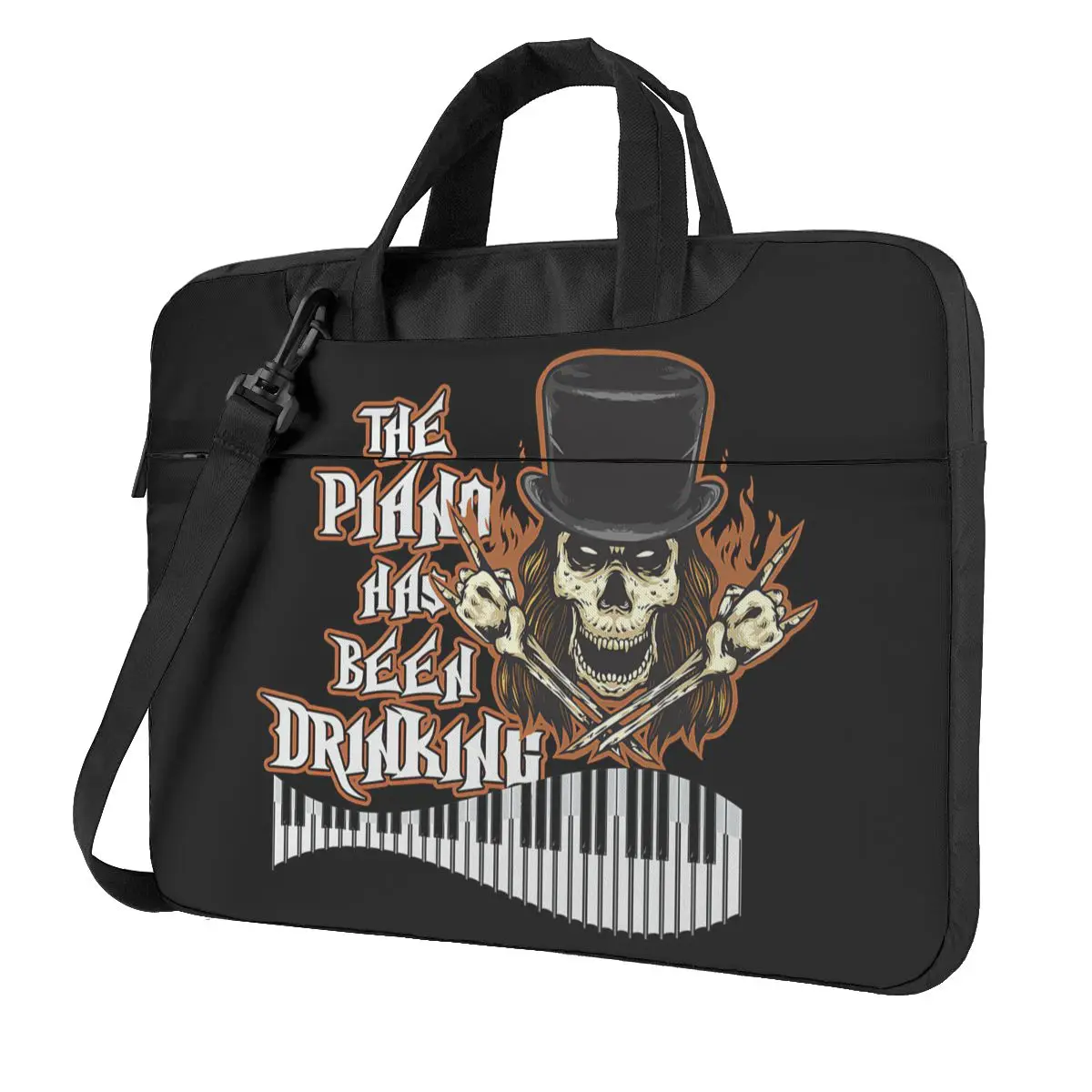 

Piano Player Skull Skeleton Grand Piano Pianist Gift Laptop Bag Case Protective Vintage Computer Bag Crossbody Laptop Pouch