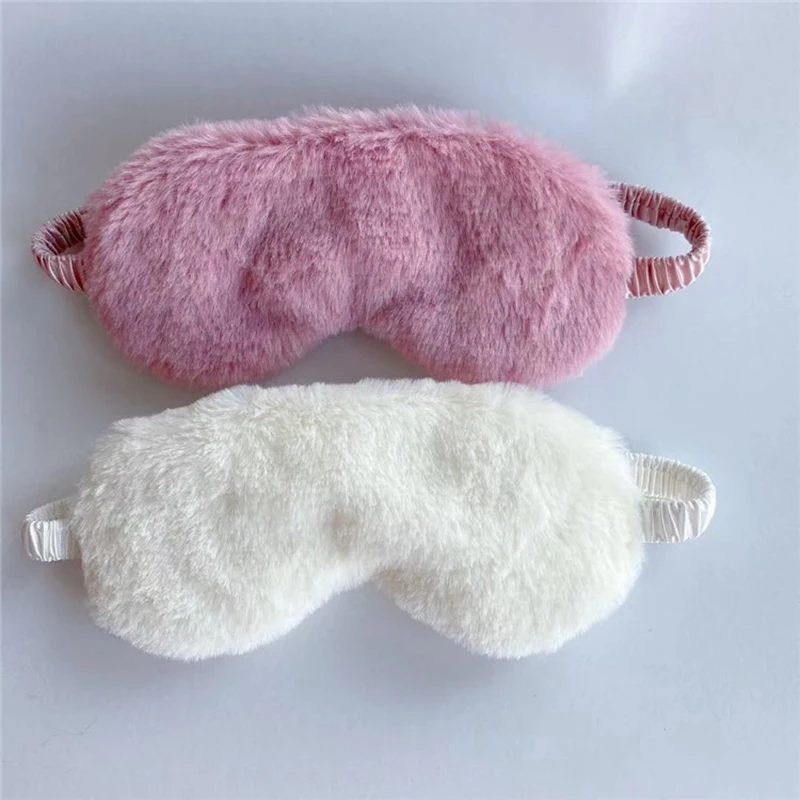 1Pcs Soft Plush Eye Masks Silk Eye Cover Rabbit Plush Sleeping Mask Cover Shade Cartoon Nap Shade Blindfold Travel Eyepatch