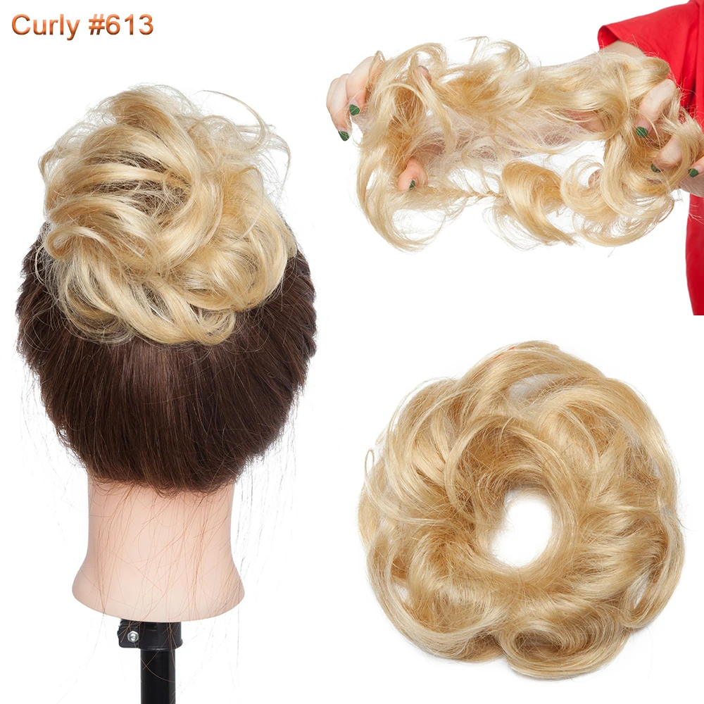 SEGO 100% Menschliches Haar Brötchen Elegante Chignon Scrunchies Haarpferdeschwanz Gerade Donut Updo Haar Stück Für Frauen 17g – Detail 17