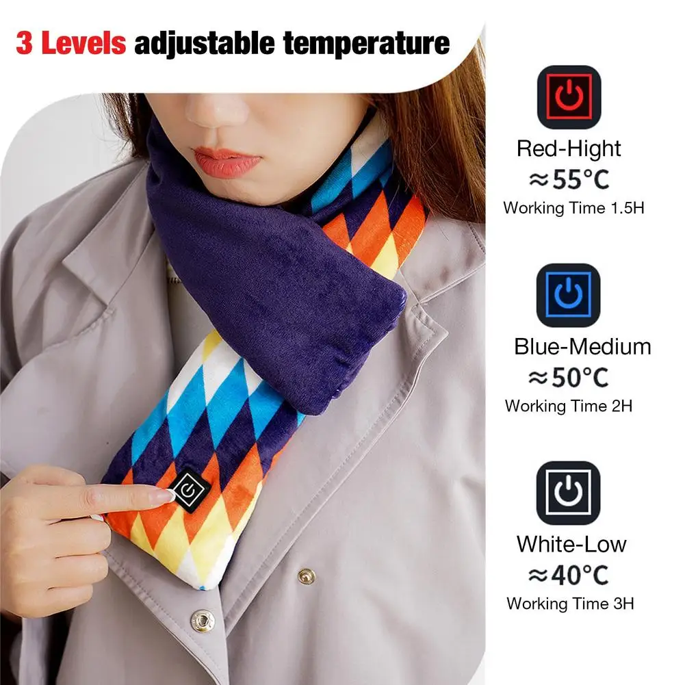 Winter Heated Scarf Rechargeable USB Heated Electric Warm Heating Scarves With Power Bank Washable Neck Wrap For Men Women