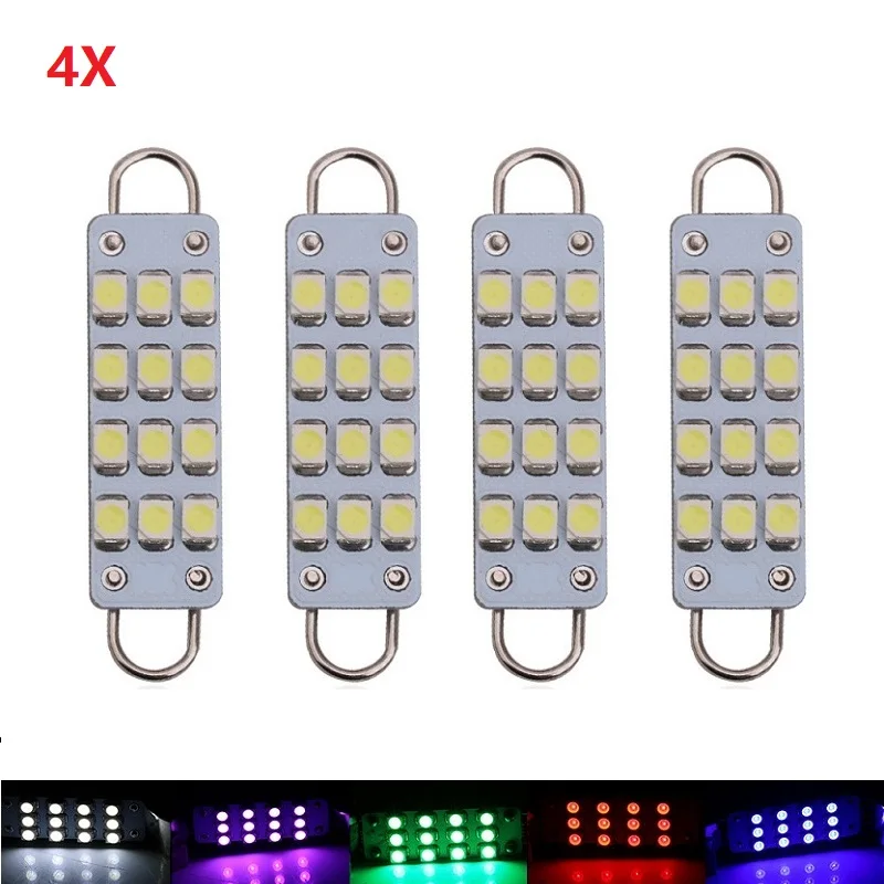 4pcs Festoon C5W Led Rigid Loop 44MM Dome Map Light Car Bulbs 12V AC/DC 24 SMD 4410 561 567 562 Interior Lighting