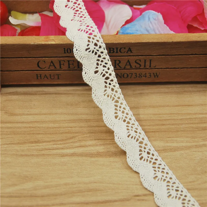 

20mm Cotton Lace Trim Ivory Fabric Sewing Accessories Cloth Wedding Dress Decoration Ribbon Craft Supplies 300yards LC010-A