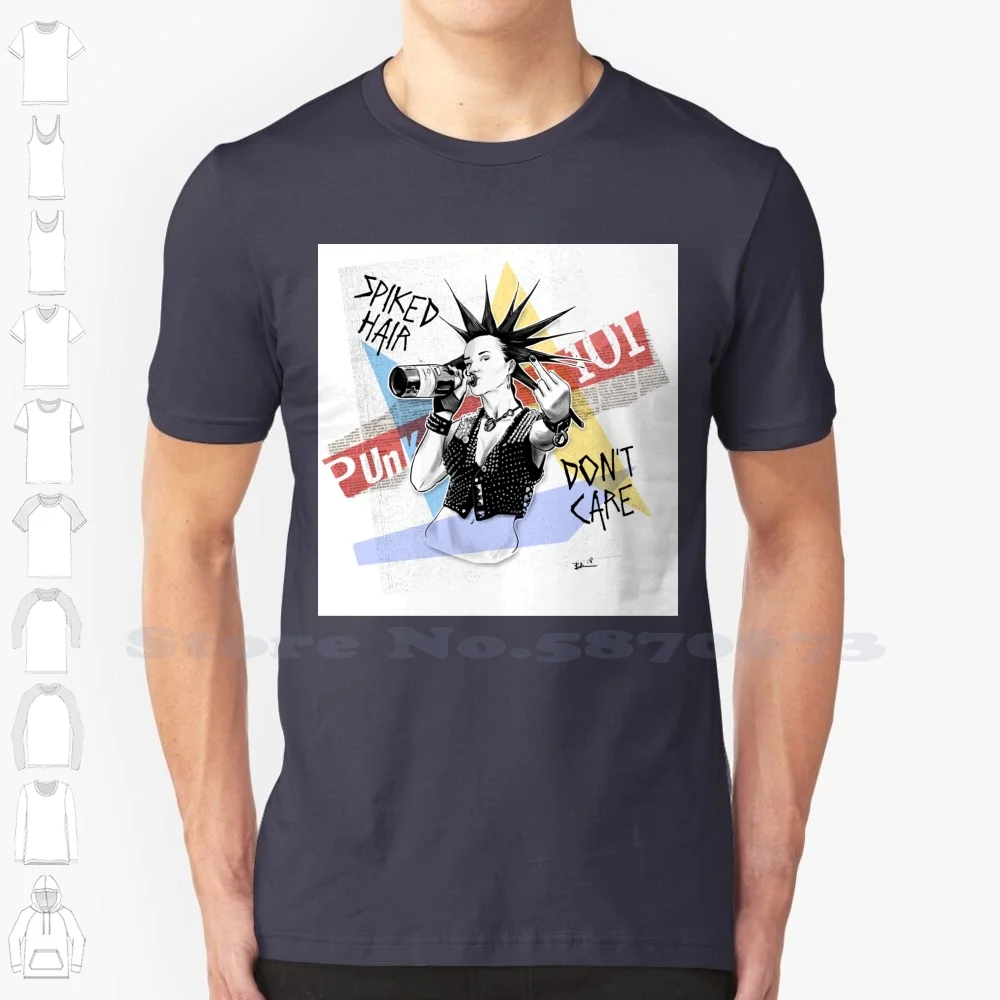 Punk 101 : Spiked Hair Don't Care Custom Funny Hot Sale Tshirt Punk Sexy Punk 80s S