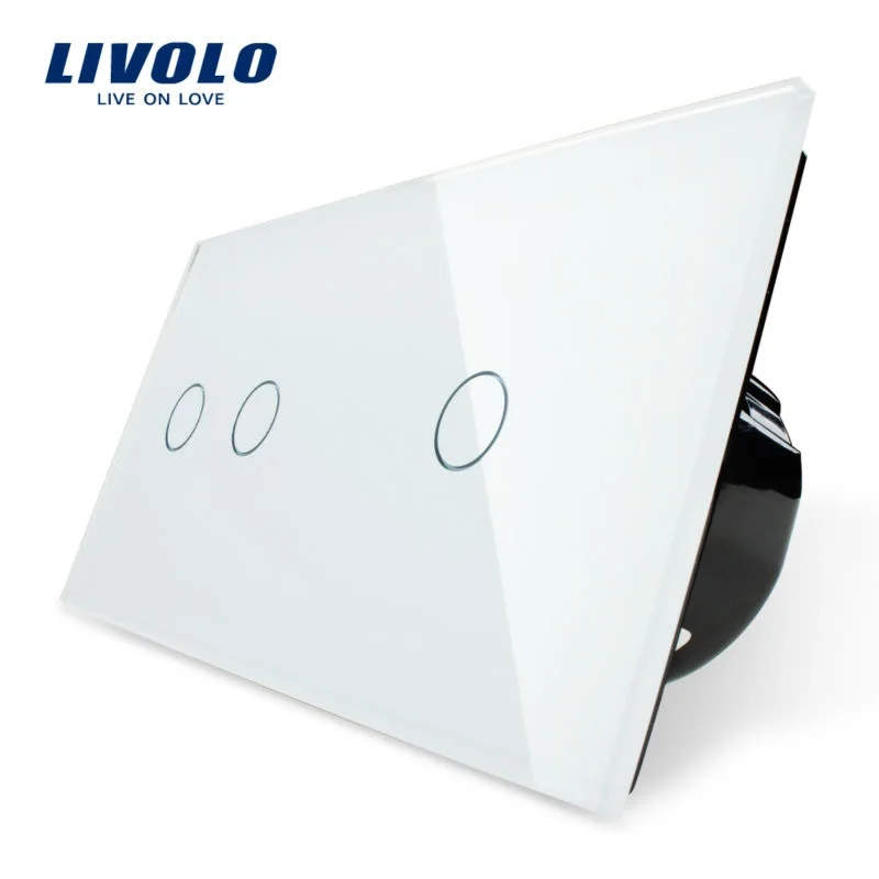 

Livolo EU Standard Touch Switch, 2Gang Left+1Gang Right ,Crystal Glass Panel,Wall Light Switch+LED Indicator, 220v-250V