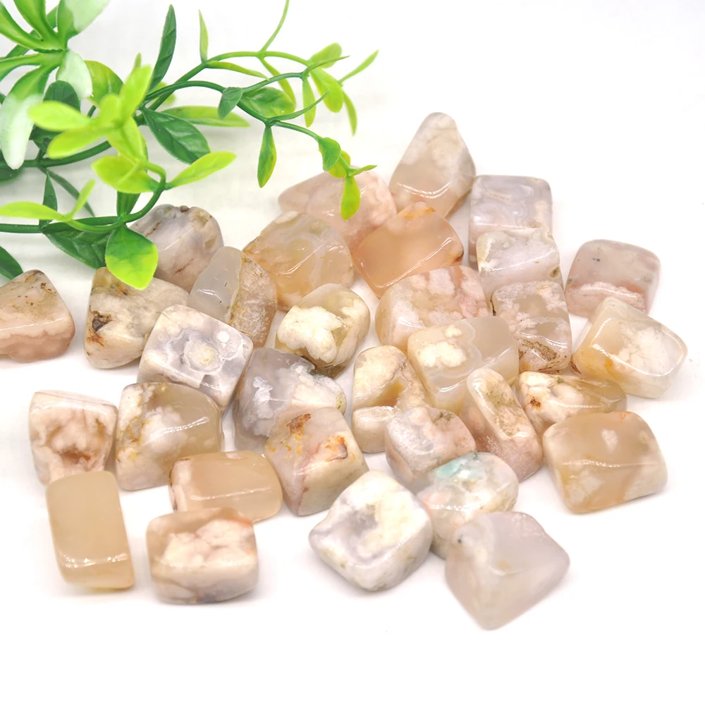 Natural Blossom Agate Quartz Minerals Gravel Specimen Reiki Healing Crystals Energy Tumbled Stone Home Aquarium Decoration Gift