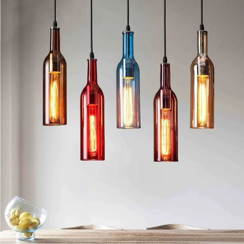 Personality Creative Restaurant Bar Coffee Shop Clothing Store Bar Counter Color Beer Bottle Decorative Chandelier lamps