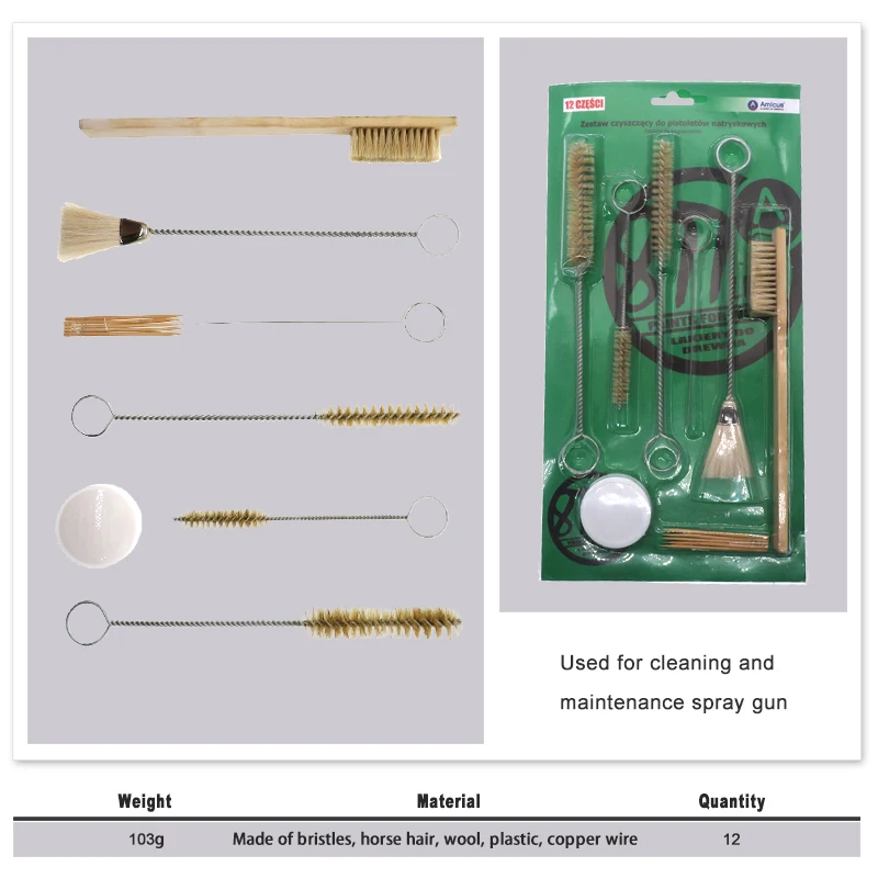 12 Piece Spray Gun Cleaning Kit Airbrush Washing Complete Cleaning Set for Air Paint and Other Air Tools Tubes Bottles