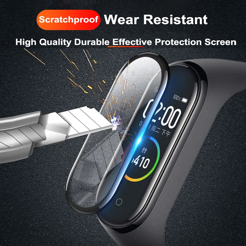 9D Protective Film Glass for Xiaomi Mi band 4 5 6 Full Cover for Mi band5 Smart Watchband Soft Screen Protector For Mi Band 5 6