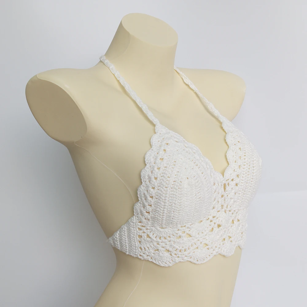 Have Lining Women\'s Bikini Top Sexy Crochet Knit Separate Female Swimsuit Push Up Bra Beachwear Bathing Suits