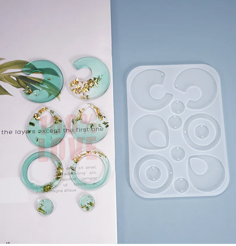 

DIY Crystal Transparent UV Resin Liquid Silicone Mold Earrings Pendant Homemade Jewelry Creative DIY Molds Crafts Resin Mold