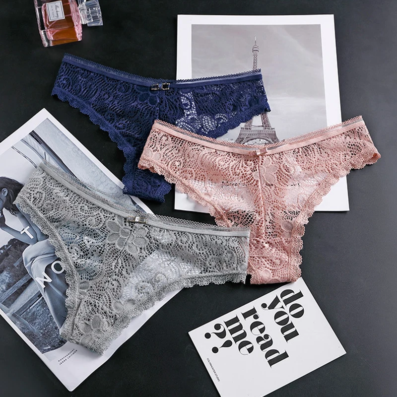 2021 New Lace Panties Women Sexy Low-Waist Briefs Girl Panty Hollow Out Underwear Female Underpants Intimate Lingerie M to XL