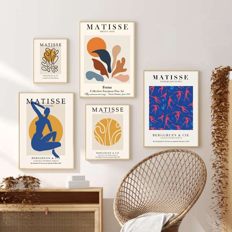 Pósteres e impresiones de exposición de ilustraciones de Henri Matisse, galería, cuadro sobre lienzo para pared, imágenes de pared de museo para decoración para sala de estar