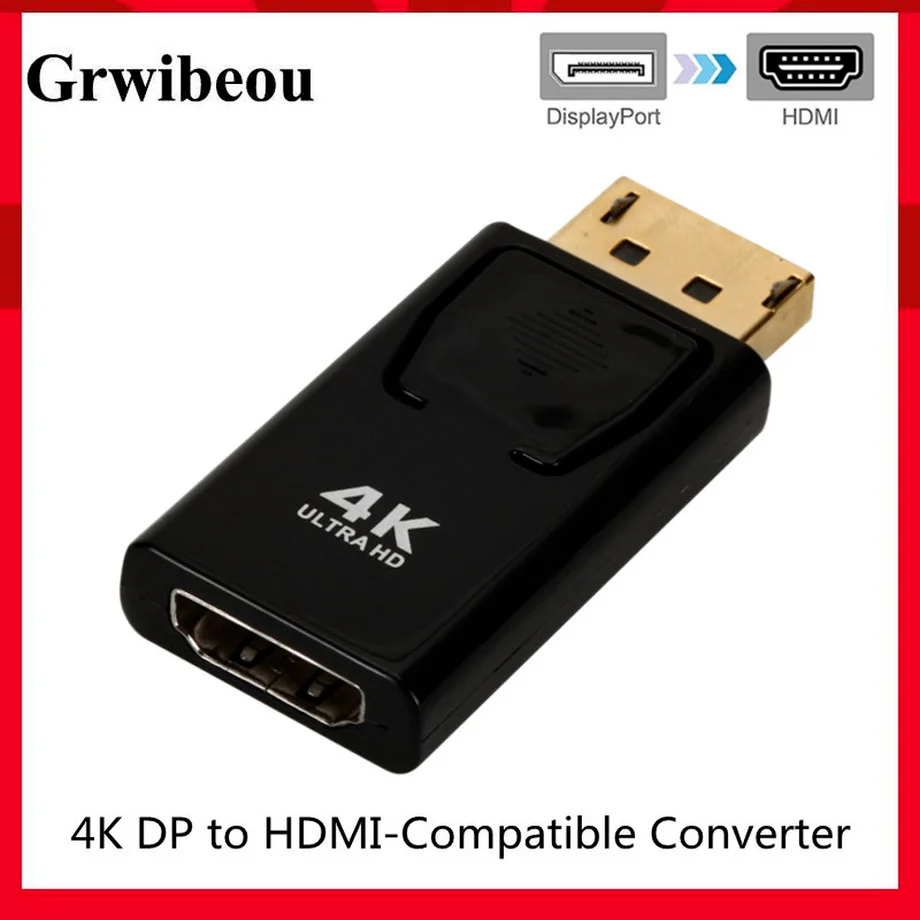 4K DisplayPort to HDMI Adapter Converter Display Port Male DP to HDMI Female HD TV Cable Adapter Video Audio For PC TV Projector