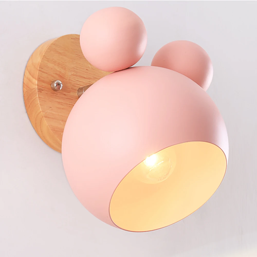 Nordic Macaron Wall Lamps Iron Mirror Light Bedside Bedroom Indoor Lighting LED E27 Light Bulb Retro LED Wall Light Modern
