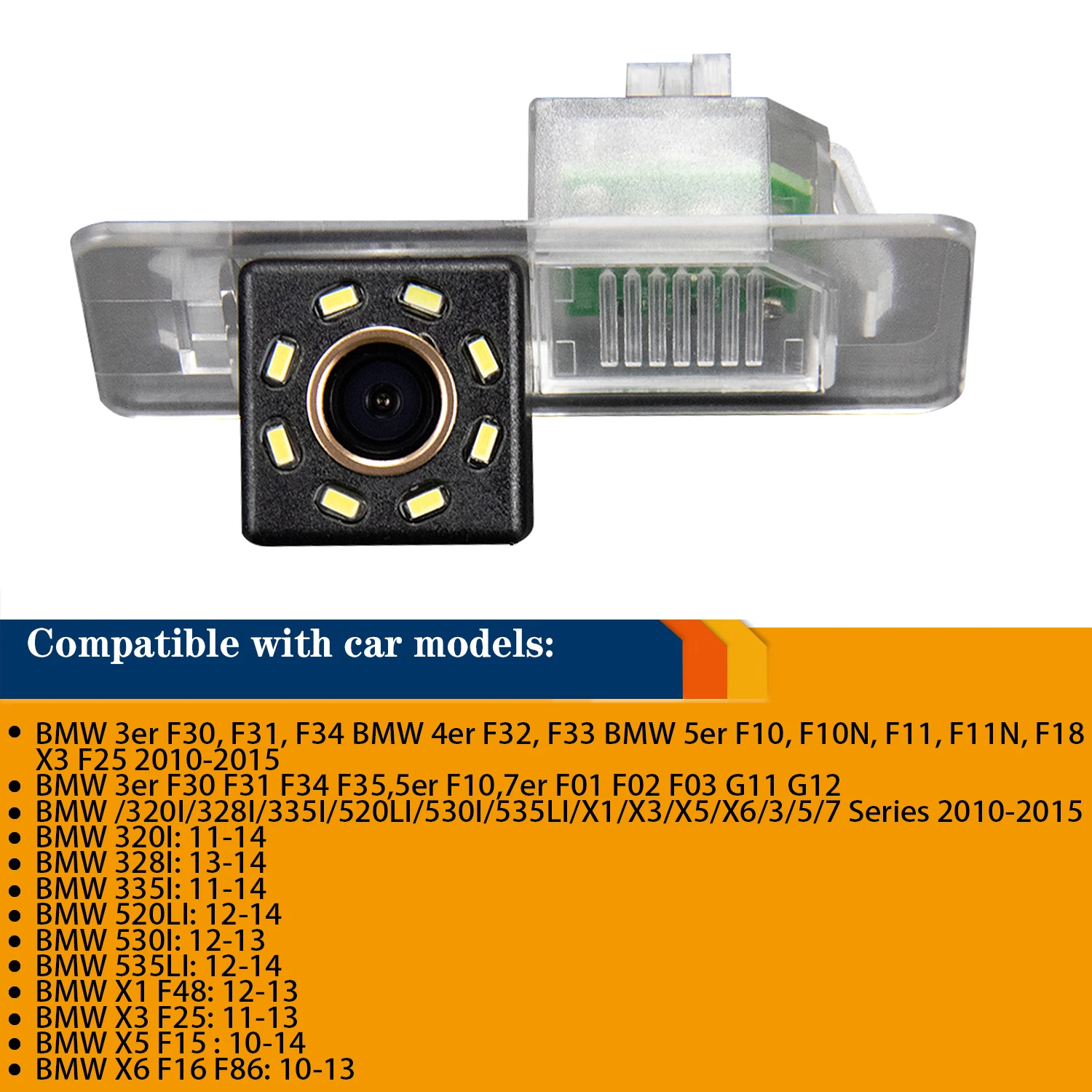 Misayaee Car Rear View Reverse Parking Camera Golden 8 Led for BM W  520li 535li 530i 320i 328i 330i 335i F31 F34 F32 F33 F36 F1