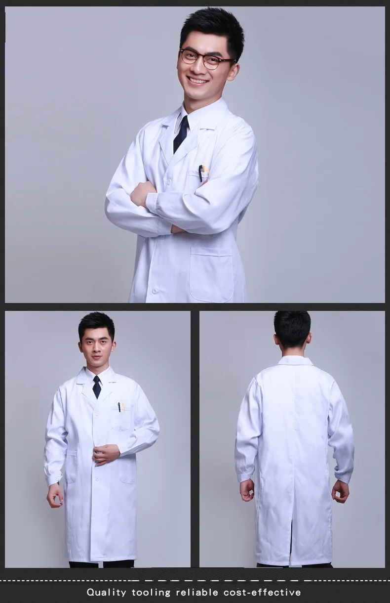 Ropa de trabajo de laboratorio, uniformes de fábrica de alimentos, monos a prueba de polvo, traje de manga larga, abrigo blanco médico, Tops de traje de portero de almacén