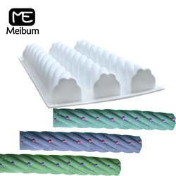 Meibum 3 Cavity Spiral Twist Shape Muffin Cake Silicone Mold Chocolate Mousse Pastry Mould French Dessert Baking Tools